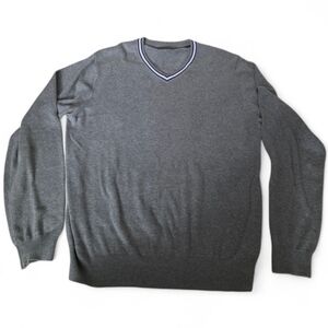 John Bartlett Consensus Men's Gray Size L Long Sleeve V-Neck Sweater BT
